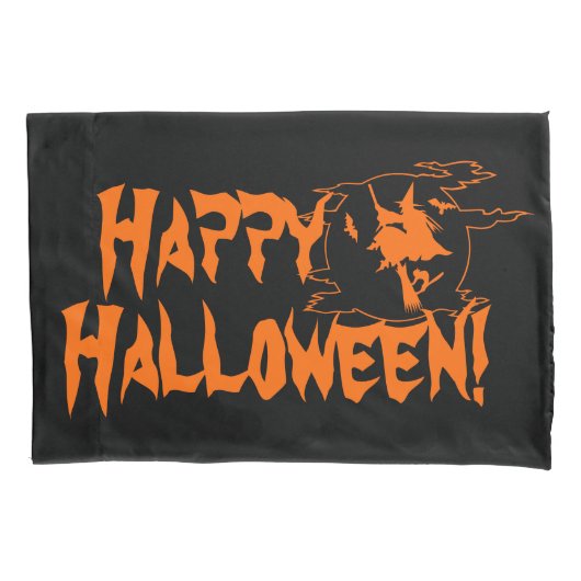 Happy Halloween zwart-oranje kussen hoesje Kussensloop (Voorkant)