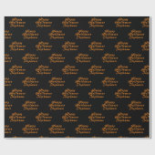 Happy Halloween Zwart Oranje naam Modern Pattern Cadeaupapier (Vlak)