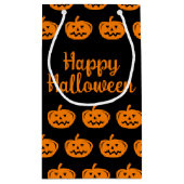Happy Halloween zwart-oranje pompoenpatroon Klein Cadeauzakje (Achterkant)