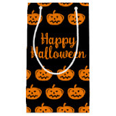 Happy Halloween zwart-oranje pompoenpatroon Klein Cadeauzakje (Voorkant)