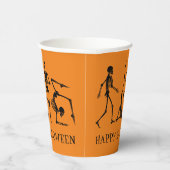 Happy Halloween Zwart Oranje Skelet Party Papieren Bekers (Rechts)