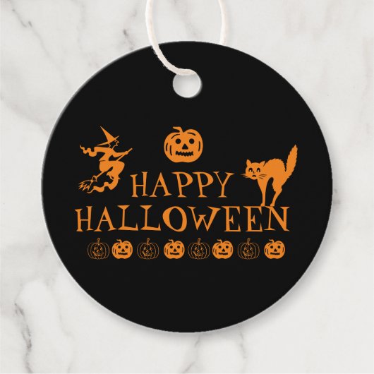 Happy Halloween zwart oranje spooky cadeau Bedankjes Labels (Voorkant)