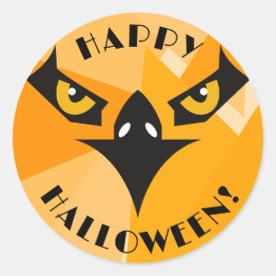 Happy Halloween Zwart Sinaasappel Ronde Sticker