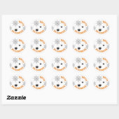 Happy Halloween Zwart & Sinaasappel Ronde Stickers (Vel)