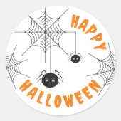 Happy Halloween Zwart & Sinaasappel Ronde Stickers (Voorkant)