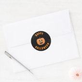 Happy Halloween Zwart & Sinaasappel Ronde Stickers (Envelop)