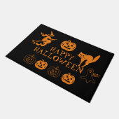 Happy Halloween zwart sinaasappel spooky decor Deurmat (Schuin)