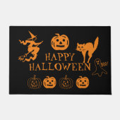 Happy Halloween zwart sinaasappel spooky decor Deurmat (Voorkant)