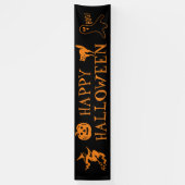 Happy Halloween zwart sinaasappel spooky decor Spandoek (Verticaal)