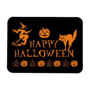 Happy Halloween zwart sinaasappel spooky Magnet Magneet