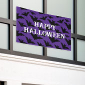Happy Halloween zwart vleermuizen paarse spooky pa Spandoek (Buitenkant Gebouw)