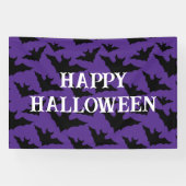 Happy Halloween zwart vleermuizen paarse spooky pa Spandoek (Horizontaal)