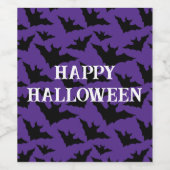 Happy Halloween zwart vleermuizen paarse spooky pa Wijn Etiket (Enkel label)