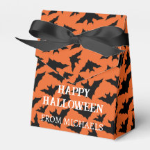 Happy Halloween zwart vleermuizen sinaasappel spoo