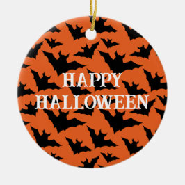 Happy Halloween zwart vleermuizen sinaasappel spoo Keramisch Ornament
