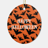 Happy Halloween zwart vleermuizen sinaasappel spoo Keramisch Ornament (Links)