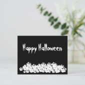Happy Halloween zwart wit skeletten grappige kaart (Staand voorkant)
