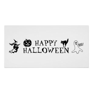 Happy Halloween zwart-wit spooky Poster