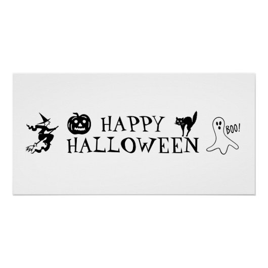 Happy Halloween zwart-wit spooky Poster (Voorkant)