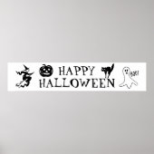 Happy Halloween zwart-wit spooky Poster (Voorkant)