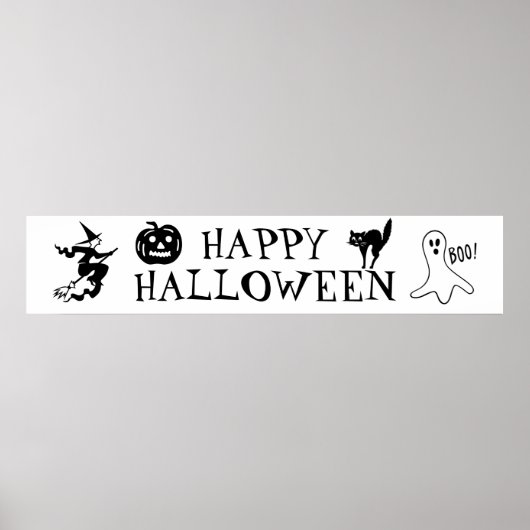 Happy Halloween zwart-wit spooky Poster (Voorkant)
