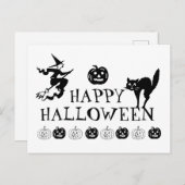 Happy Halloween zwart wit spooky schattig Briefkaart (Voorkant / Achterkant)