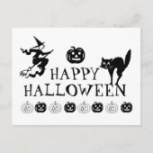 Happy Halloween zwart wit spooky schattig Briefkaart (Voorkant)