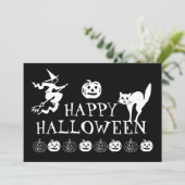 Happy Halloween zwart wit spooky schattig Kaart (Staand voorkant)