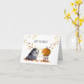 Happy Halloween zwarte bots-o-lantern kaart (Gele Bloem)