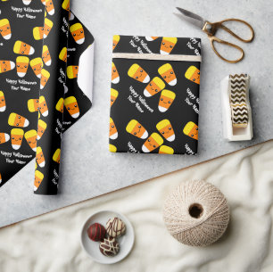 Happy Halloween zwarte Candy Corn inpakpapier