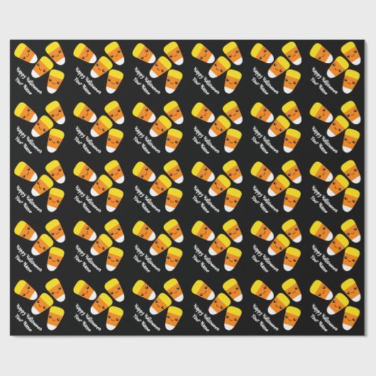 Happy Halloween zwarte Candy Corn inpakpapier (Vlak)