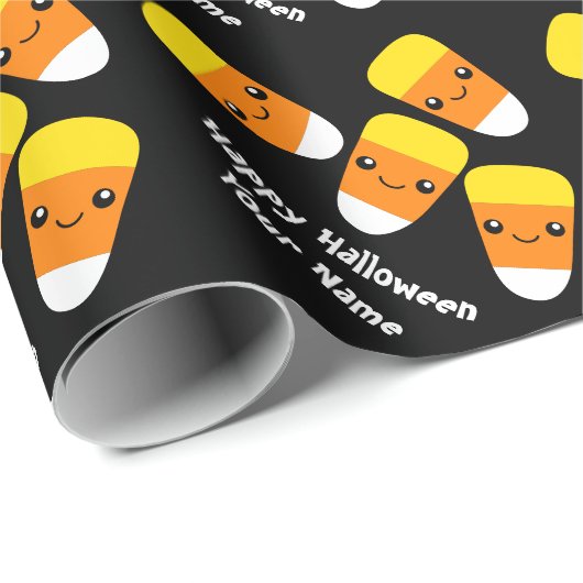 Happy Halloween zwarte Candy Corn inpakpapier (Rol Hoek)