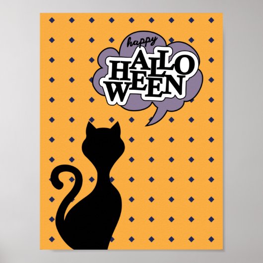 Happy halloween zwarte cartoon poster (Voorkant)