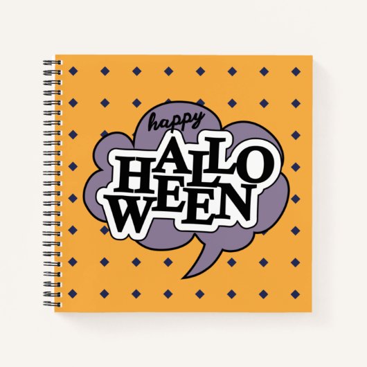 Happy halloween, zwarte cartoon Spiral Notitieboek (Voorkant)