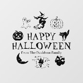 Happy Halloween zwarte douanenaam transparant Raamsticker (Vel)