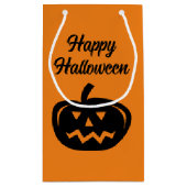 Happy Halloween zwarte en oranje jack een lantaarn Klein Cadeauzakje (Achterkant)