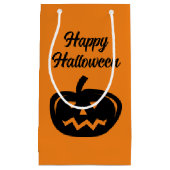 Happy Halloween zwarte en oranje jack een lantaarn Klein Cadeauzakje (Voorkant)