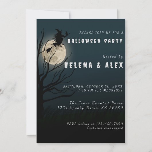 Happy Halloween zwarte heks Kaart (Voorkant)