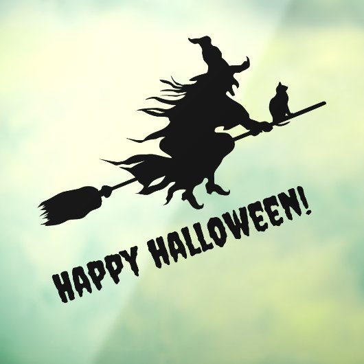 Happy Halloween zwarte heks Raamsticker (Vel 3)