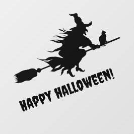 Happy Halloween zwarte heks Raamsticker