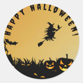 Happy Halloween zwarte heks Ronde Sticker