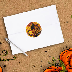 Happy Halloween zwarte heks Ronde Sticker