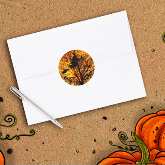 Happy Halloween zwarte heks Ronde Sticker