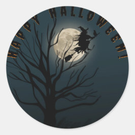 Happy Halloween zwarte heks Ronde Sticker