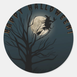 Happy Halloween zwarte heks Ronde Sticker