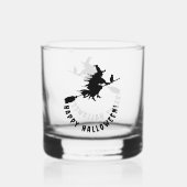 Happy Halloween zwarte heks Whisky Glas (Voorkant)