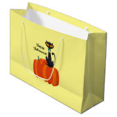 Happy Halloween, zwarte kat / pompoen, Groot Cadeauzakje (Voorkant Gekanteld)