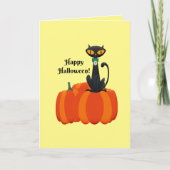 Happy Halloween, zwarte kat / pompoen, Kaart (Voorkant)