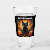 Happy Halloween Zwarte Kat Vleermuizen Pompoenen Glas (Achterkant)