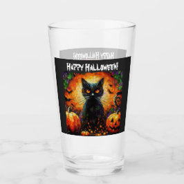 Happy Halloween Zwarte Kat Vleermuizen Pompoenen Glas